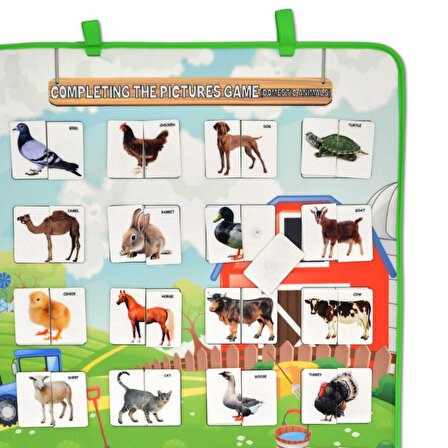 Tox İngilizce Parça-Bütün Evcil Hayvanlar Eşleştirme Keçe Cırtlı Duvar Panosu , Eğitici Oyuncak