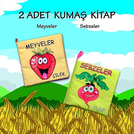 2 Kitap Tox Sebzeler ve Meyveler Kumaş Sessiz Kitap T113/T49 - Bez Kitap , Eğitici Oyuncak , Yumuşak ve Hışırtılı