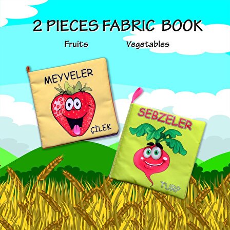 2 Kitap Tox Sebzeler ve Meyveler Kumaş Sessiz Kitap T113/T49 - Bez Kitap , Eğitici Oyuncak , Yumuşak ve Hışırtılı