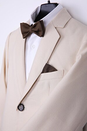 Ceket Gömlek Pantolon Papyonlu Çocuk Genç Takım Elbise Mezuniyet Balo Bayramlık Düğün Damatlık Seti NX-5032