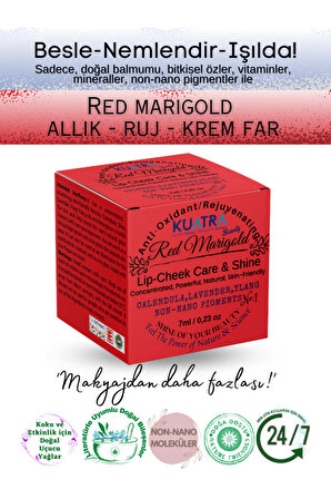 Red Marigold Nemlendirici - Antioksidan Işıltı Veren Balm (DOĞAL İÇERİKLİ RUJ- ALLIK-GÖZ FARI)