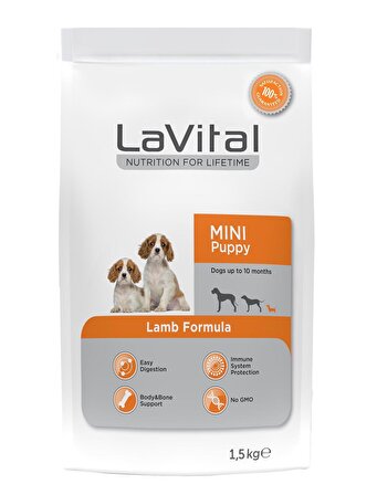 LaVital Mini Puppy Kuzu Etli Küçük Irk Yavru Köpek Maması 1,5 kg