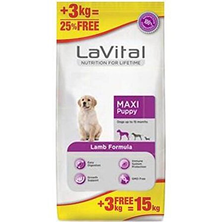 Lavital Maxi Puppy Lamb 12 Kg + 3 Kg
