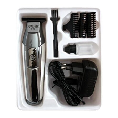 Powertec TR-758 Kablosuz Kuru Saç-Sakal Çok Amaçlı Tıraş Makinesi 