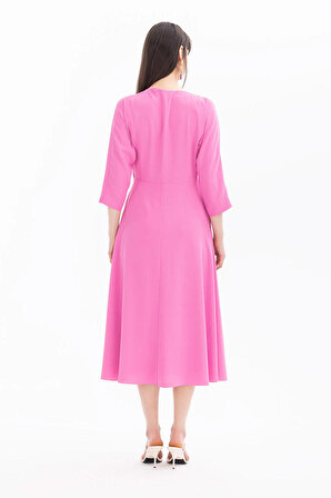Seçil Kadın Yarasa Kollu Midi Elbise 1039 Pembe