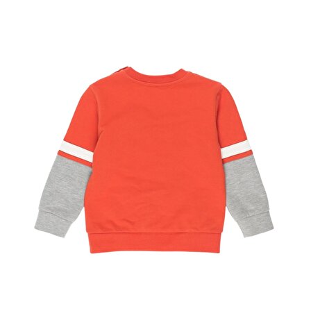 Erkek Bebek Blok Renk Şeritli Baskı Detaylı Sweatshirt