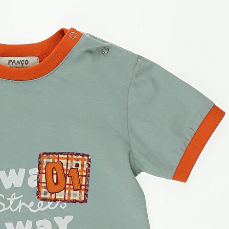 Erkek Bebek Önü Slogan Baskılı Kısa Kollu T-shirt