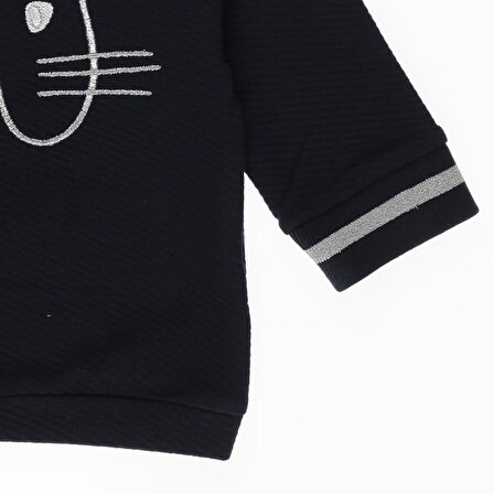 Kız Bebek Simli Nakışlı Triko Bant Detay Sweatshirt
