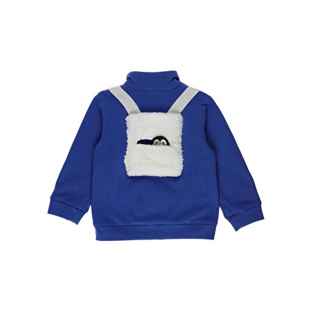 Erkek Bebek  Penguen Peluş Cepli Sweatshirt