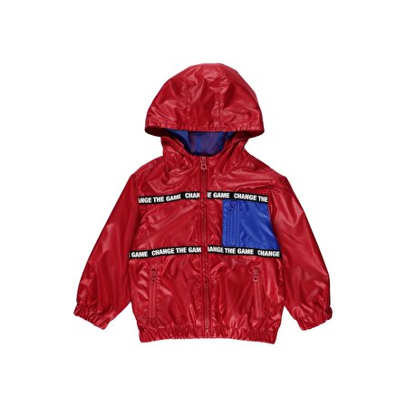 Panço Erkek Çocuk Şerit Detaylı Yağmurluk Kırmızı
