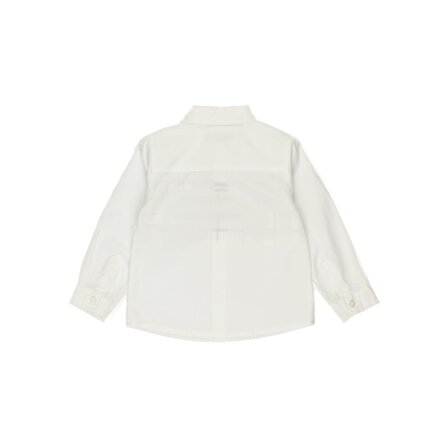 Panço Erkek Çocuk Yazılı Şerit Detaylı Gömlek Beyaz
