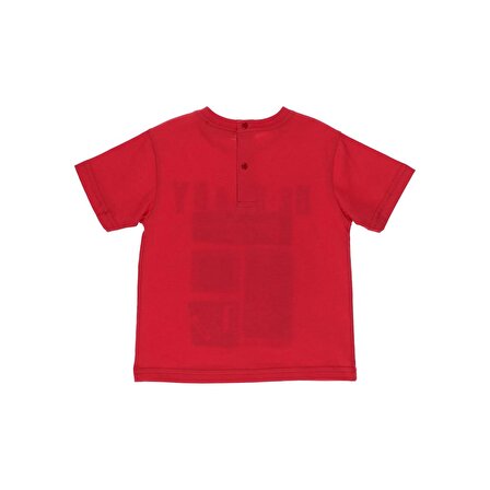 Panço Erkek Çocuk Baskılı Kısa Kollu Tshirt Kırmızı