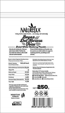 Naturelka Glutensiz Beyaz Dut Kurusu Tozu 250 gr