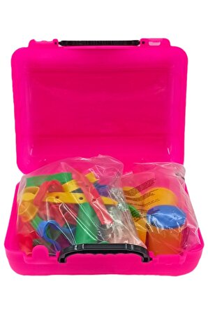 Çantalı Oyun Hamuru Seti, 4 Farklı Renk 40gr. Hamurlu Kalıplı Merdaneli 21 Parça Oyun Hamuru Seti