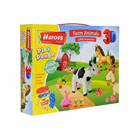 Heroes Çiftlik Hayvanları Oyun Hamuru Seti 21 Parça ERN-570