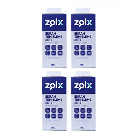 Zolx Ekran Temizleme Seti 250ML * 4 Adet (Mikrofiber Bez Hediyeli)
