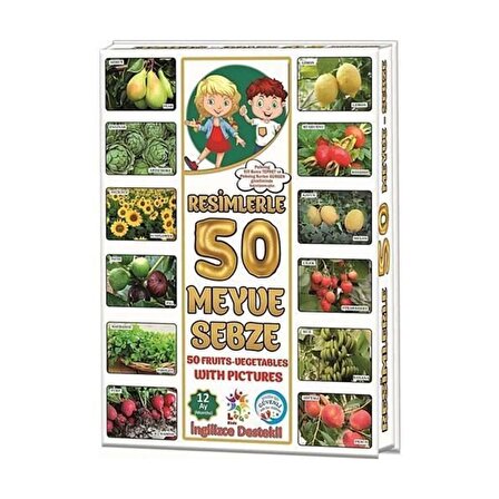 Resimlerle 50 Meyve Sebze Öğreniyorum Zeka Cards Türkçe İngilizce