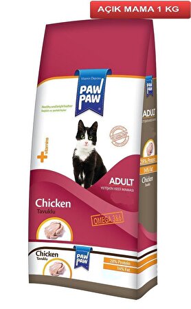 Paw Paw Chicken Tavuk Etli Yetişkin Kedi Maması 1 Kg AÇIK
