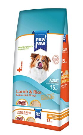 Paw Paw Kuzu Etli-Pirinçli Küçük Irk Yetişkin Kuru Köpek Maması 15 kg