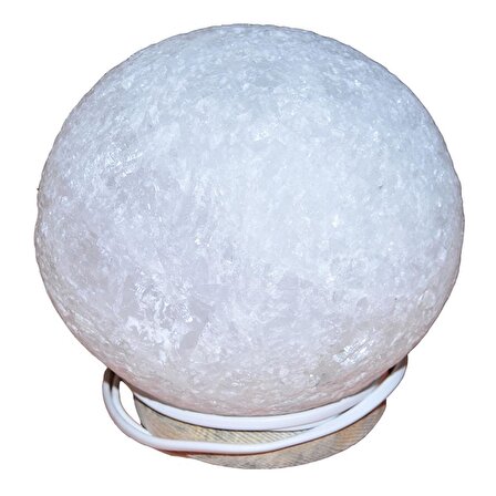 Küre Şekilli Doğal Kaya Tuzu Lambası Kablolu Ampullü Beyaz 6-7 Kg