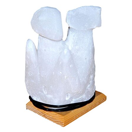 İki Bacalı Peribacası Şekilli Doğal Kaya Tuzu Lambası Çankırı Kablolu Ampullü Beyaz 4 - 5 Kg