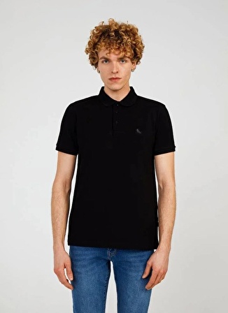 The Crow Polo Yaka Düz Siyah Erkek T-Shirt FATHER BASIC POLO