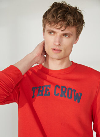 The Crow Kırmızı Erkek Sweatshırt THE CROW LOGO