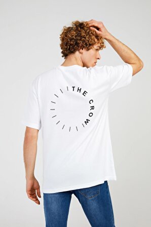 The Crow Bisiklet Yaka Baskılı Beyaz Erkek T-Shirt TC9004