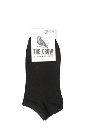 The Crow Siyah Kadın Düz Patik Çorap TİRİNİTY