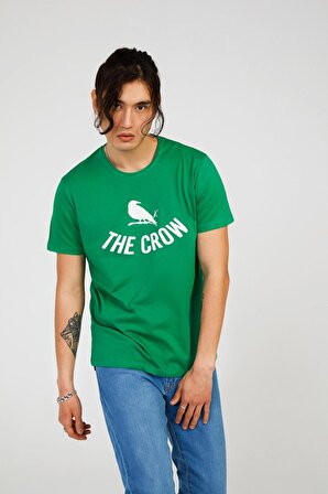 The Crow Bisiklet Yaka Baskılı Çimen Erkek T-Shirt TC7125