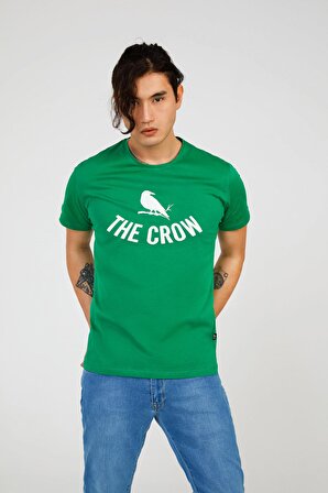 The Crow Bisiklet Yaka Baskılı Çimen Erkek T-Shirt TC7125