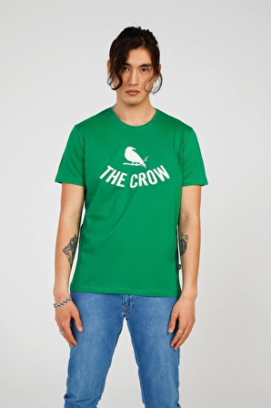 The Crow Bisiklet Yaka Baskılı Çimen Erkek T-Shirt TC7125