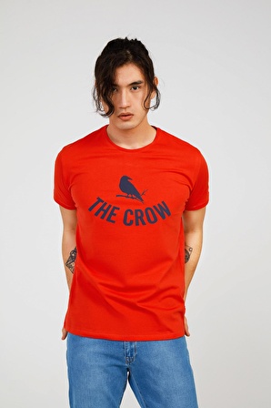 The Crow Bisiklet Yaka Baskılı Kırmızı Erkek T-Shirt TC7125