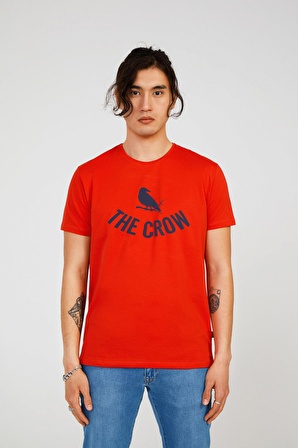 The Crow Bisiklet Yaka Baskılı Kırmızı Erkek T-Shirt TC7125