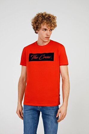 The Crow Bisiklet Yaka Baskılı Kırmızı Erkek T-Shirt TC7128