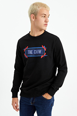 The Crow Bisiklet Yaka Siyah Erkek Sweatshırt TC1900BASKILI TSHIRT