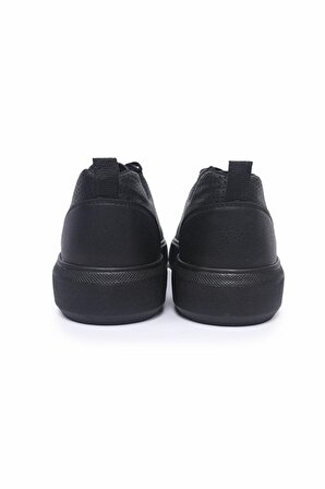 Siyah Delikli Bağcıklı Suni Deri Erkek Spor Ayakkabı - 89055 | 40