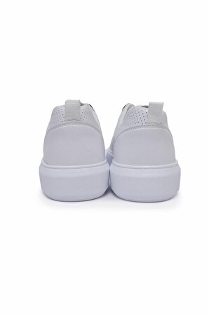 Beyaz Delikli Bağcıklı Suni Deri Erkek Spor Ayakkabı - 89055 | 43
