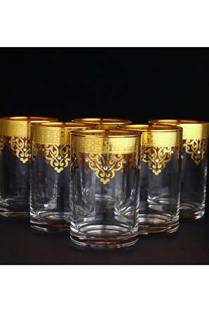 Fantasia Collection Ottoman Boncuk Dekorlu Kahve Yanı Bardak  6 Kişilik- Gold