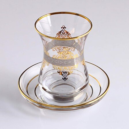 Paşabahçe Nida  Altın 6 Kişilik Dekoratif Çay Bardak Takımı-511-251