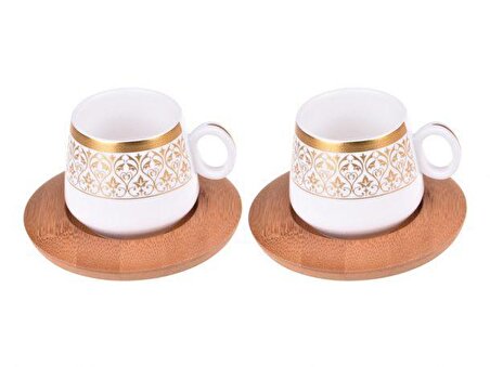 Bambum Ottoman 2 Kişilik Kahve Takımı Altın Desenli B0239