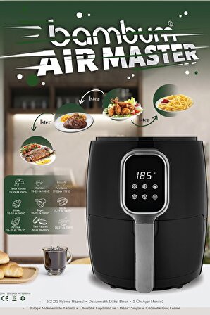 Air Master - Dijital Ayarlı Airfryer Fritöz Xxl 5.2lt Dokunmatik Dijital Ekran