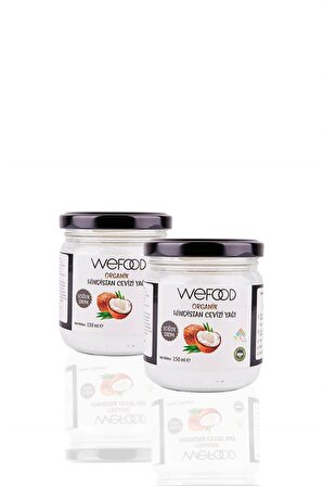 Wefood Organik Hindistan Cevizi Yağı 150 ml 2'li(Organik Sertifikalı, Soğuk Sıkım)