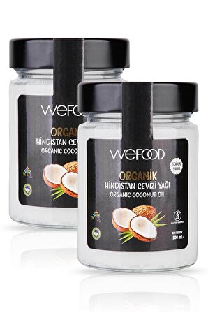 Wefood Organik Hindistan Cevizi Yağı 300 ml (Soğuk Sıkım) - 2'li Paket