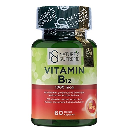 Nature's Supreme Vitamin B12 1000 Mcg 60 Kapsül - AROMASIZ