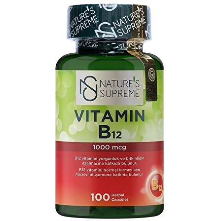 Nature's Supreme Vitamin B12 1000 Mcg 100 Kapsül - AROMASIZ