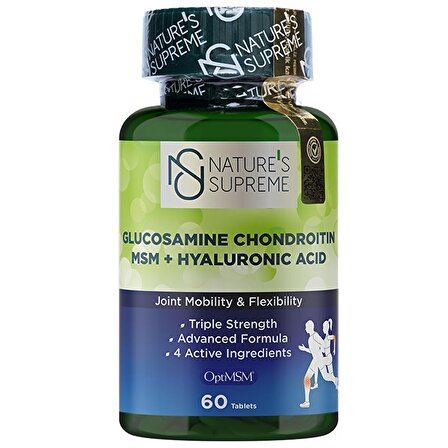 Nature's Supreme Glucosamine Chondroitin MSM + Hyaluronic Acid 60 Tablet - AROMASIZ