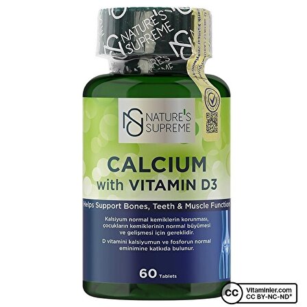 Nature's Supreme Calcium with Vitamin D3 60 Tablet - AROMASIZ