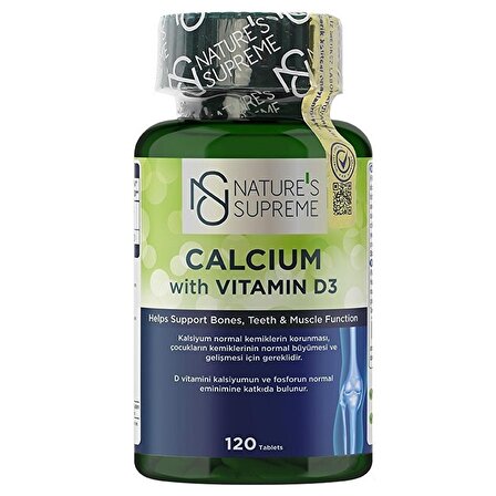 Nature's Supreme Calcium with Vitamin D3 120 Tablet - AROMASIZ
