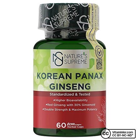 Nature's Supreme Korean Panax Ginseng 60 Kapsül - AROMASIZ